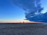 sunset on Pentwater beach, photo taken by Frankie Boyko